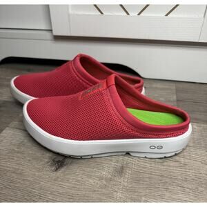 Oofos Oocoozie Shoes Women's 9 Neon Berry Pink Slip On Sport Mule Sneakers